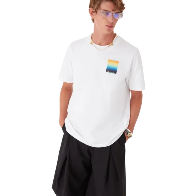 Tricou cu mâneci scurte Gradient Square în dungi de pantaloni scurți