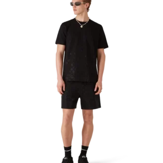 Tricou cu mâneci scurte și logo monogramă din cristale