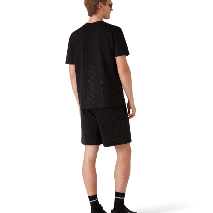 Tricou cu mâneci scurte și logo monogramă din cristale Tricou cu mâneci scurte și logo monogramă din cristale