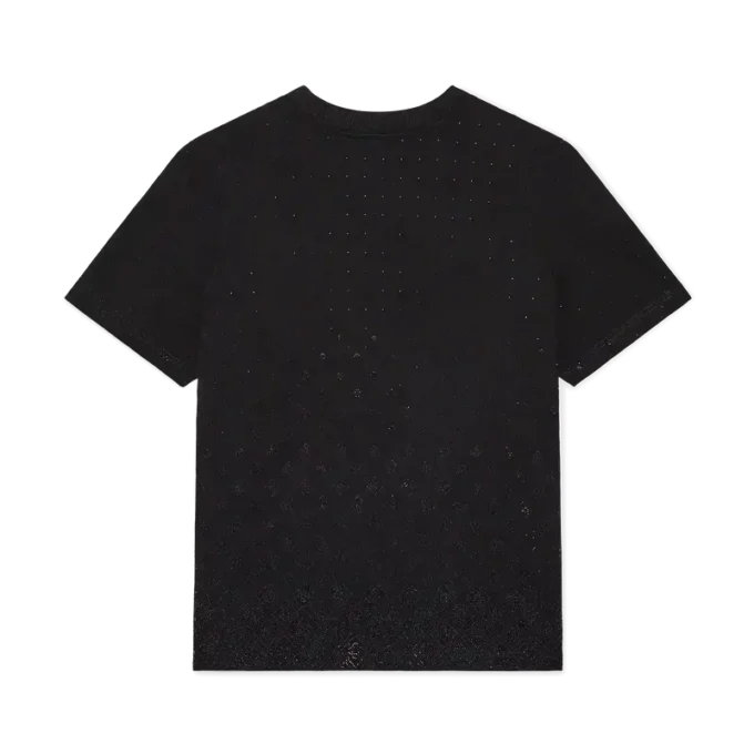 Tricou cu mâneci scurte și logo monogramă din cristale Tricou cu mâneci scurte și logo monogramă din cristale