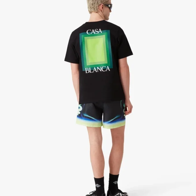 Tricou cu mâneci scurte și logo pătrat Tricou cu mâneci scurte și logo pătrat