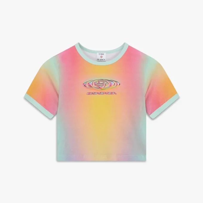 Tricou cu mâneci scurte pentru bebeluși, cu imprimeu gradient de sticlă Tricou cu mâneci scurte pentru bebeluși, cu imprimeu gradient de sticlă