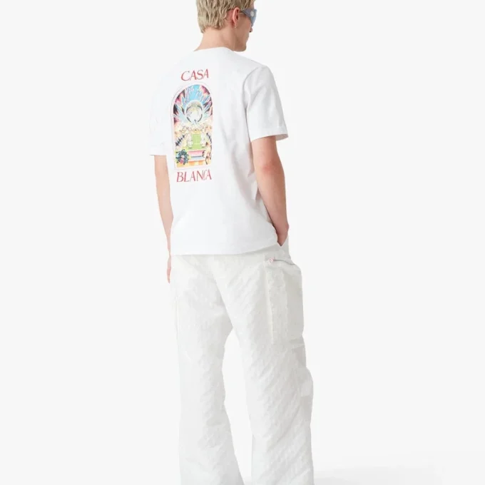 Tricou cu mâneci scurte White Tennis Landscape în pantaloni scurți