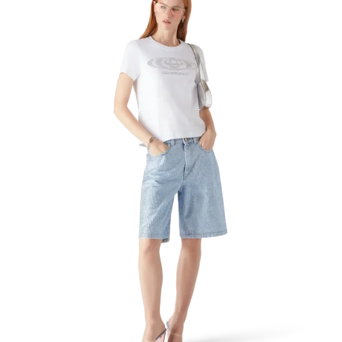 Tricou cu pantaloni scurți și logo Crystal Warped