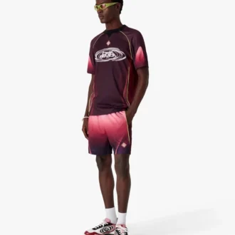 Tricou de fotbal cu mâneci scurte și gradient de culoare aubergine în pantaloni scurți