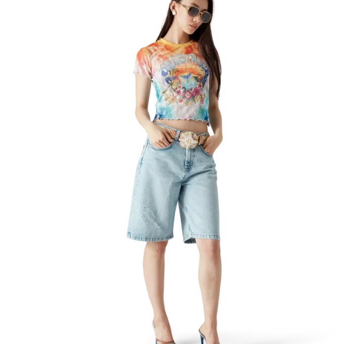 Tricou din plasă cu imprimeu Tie Dye „Surf Trip” Tricou din plasă cu imprimeu Tie Dye „Surf Trip”