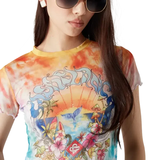 Tricou din plasă cu imprimeu Tie Dye „Surf Trip” Tricou din plasă cu imprimeu Tie Dye „Surf Trip”