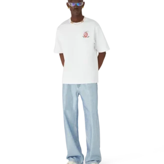 Tricou oversized cu mâneci scurte și imprimeu floral cu libelule