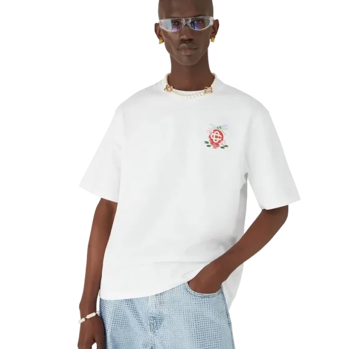 Tricou oversized cu mâneci scurte și imprimeu floral cu libelule