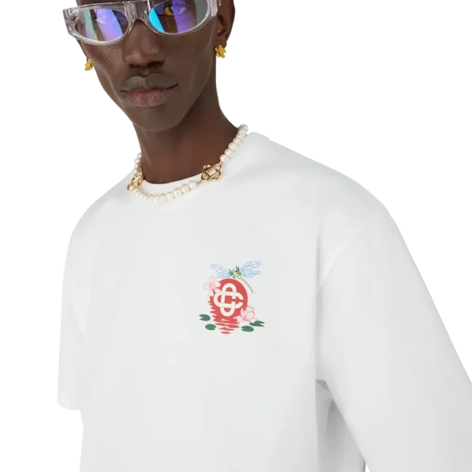 Tricou oversized cu mâneci scurte și imprimeu floral cu libelule