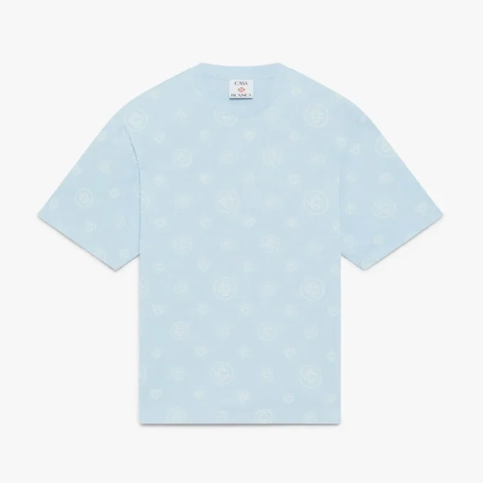 Tricou oversized cu mâneci scurte și monogramă aplicată