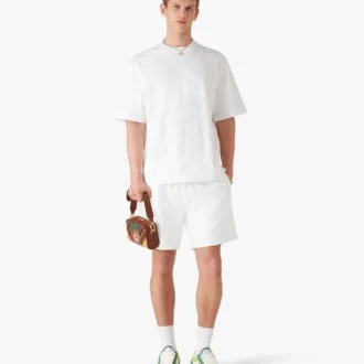 Tricou oversized cu mâneci scurte și monogramă aplicată