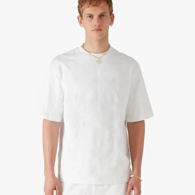 Tricou oversized cu mâneci scurte și monogramă aplicată