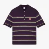 Tricou polo ajustat cu dungi violet și verde Tricou polo ajustat cu dungi violet și verde