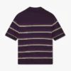 Tricou polo ajustat cu dungi violet și verde Tricou polo ajustat cu dungi violet și verde