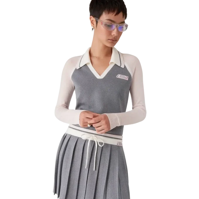 Tricou polo cu mâneci lungi Merino Tennis Tricou polo cu mâneci lungi Merino Tennis