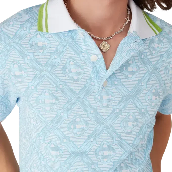 Tricou polo cu mâneci scurte din jacquard albastru pal Tricou polo cu mâneci scurte din jacquard albastru pal