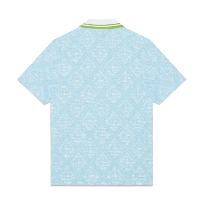 Tricou polo cu mâneci scurte din jacquard albastru pal Tricou polo cu mâneci scurte din jacquard albastru pal