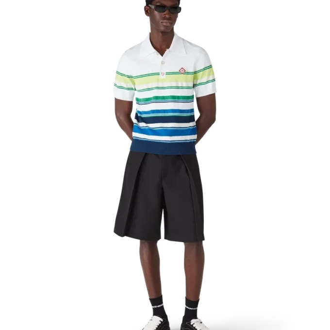 Tricou polo cu mâneci scurte și dungi degradate Tricou polo cu mâneci scurte și dungi degradate