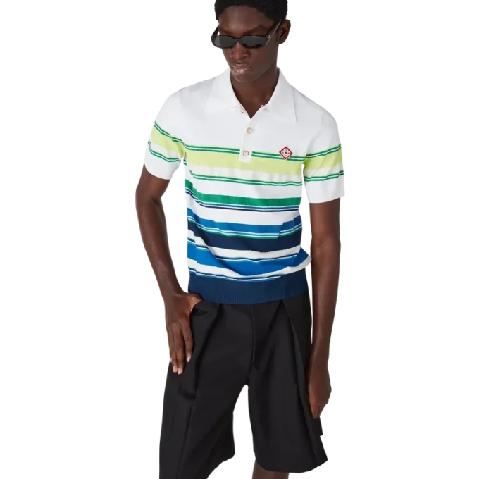 Tricou polo cu mâneci scurte și dungi degradate Tricou polo cu mâneci scurte și dungi degradate