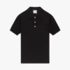 Tricou polo cu mâneci scurte, negru, cu monogramă Pointelle Tricou polo cu mâneci scurte, negru, cu monogramă Pointelle