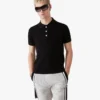 Tricou polo cu mâneci scurte, negru, cu monogramă Pointelle Tricou polo cu mâneci scurte, negru, cu monogramă Pointelle