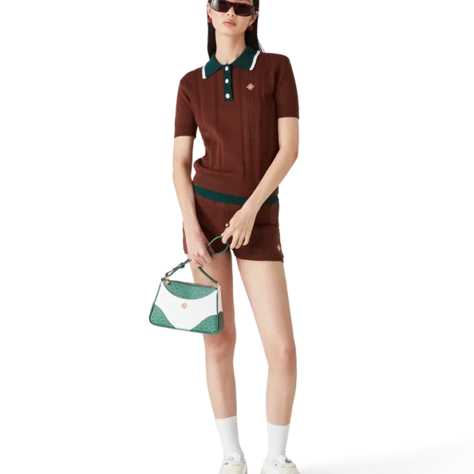 Tricou polo cu tricotaj în relief Tricou polo cu tricotaj în relief