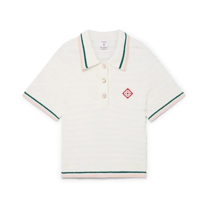 Tricou polo din bumbac bouclé