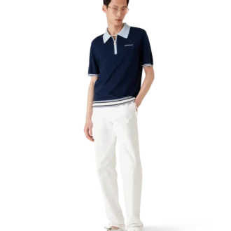 Tricou polo din tricot merino