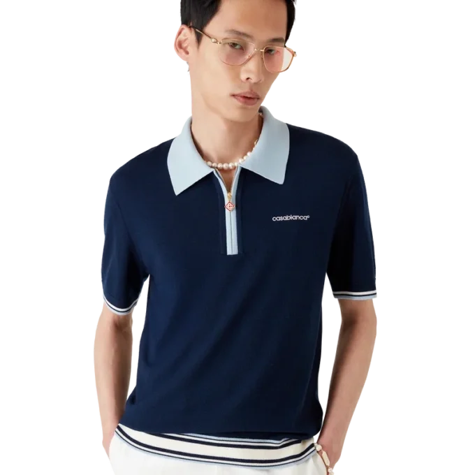 Tricou polo din tricot merino Tricou polo din tricot merino