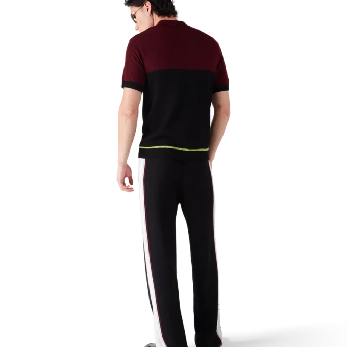 Tricou polo din tricot merino cu dungi Tricou polo din tricot merino cu dungi