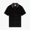 Tricou polo din velur cu monogramă violet Tricou polo din velur cu monogramă violet