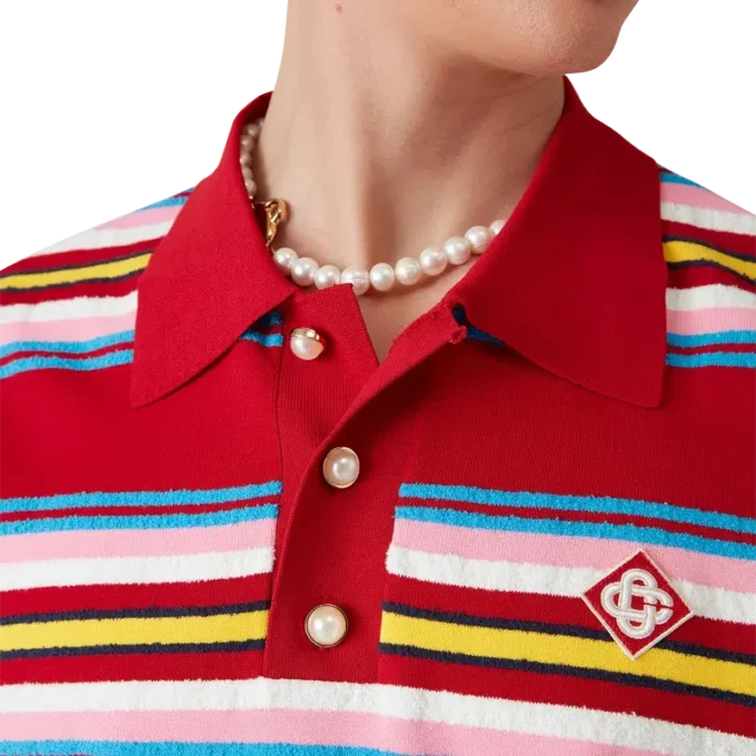 Tricou polo oversized cu dungi