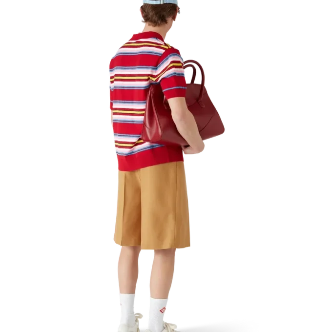 Tricou polo oversized cu dungi