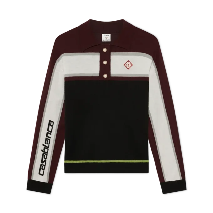 Tricou polo oversized cu mâneci lungi și dungi