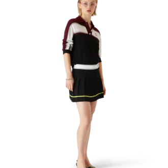 Tricou polo oversized cu mâneci lungi și dungi