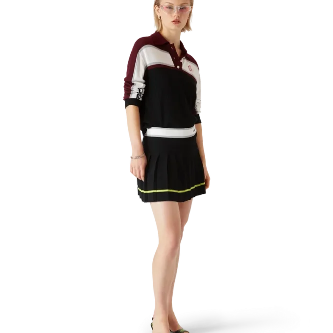 Tricou polo oversized cu mâneci lungi și dungi