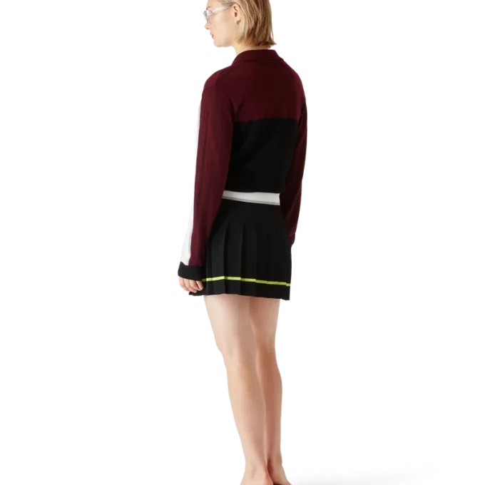 Tricou polo oversized cu mâneci lungi și dungi