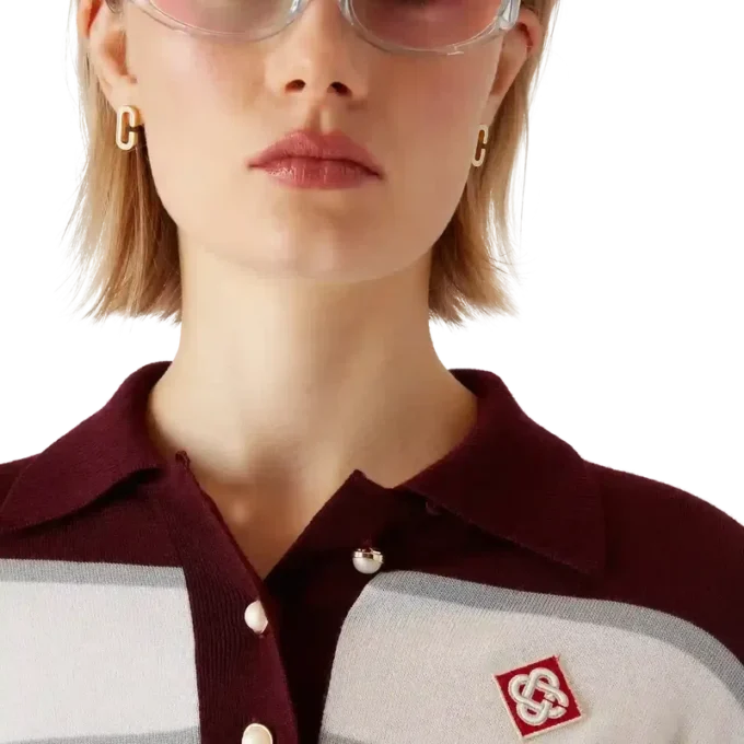 Tricou polo oversized cu mâneci lungi și dungi