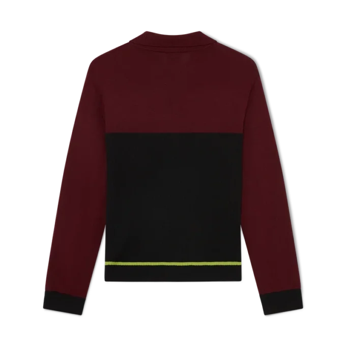 Tricou polo oversized cu mâneci lungi și dungi