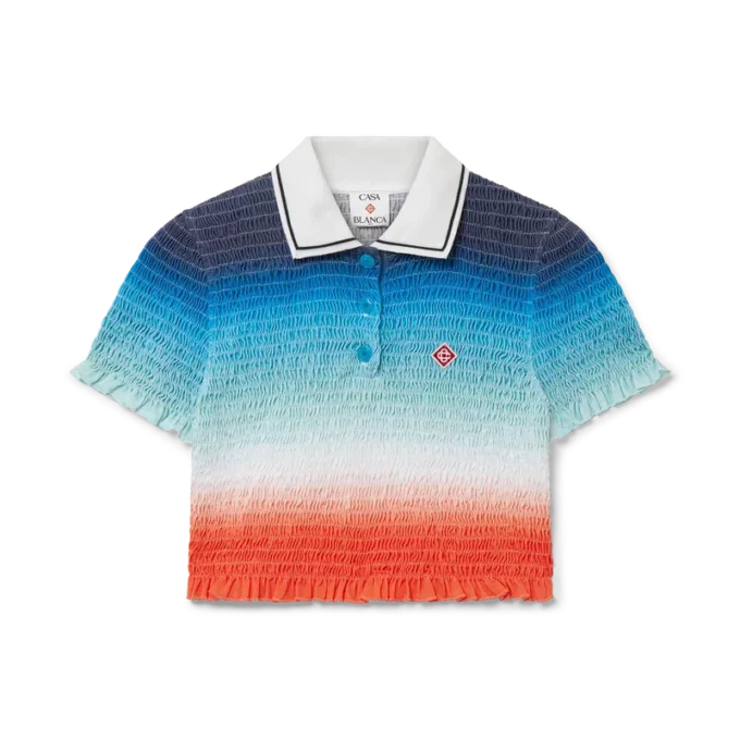 Tricou polo scurt cu imprimeu degradé