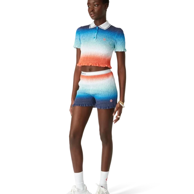 Tricou polo scurt cu imprimeu degradé