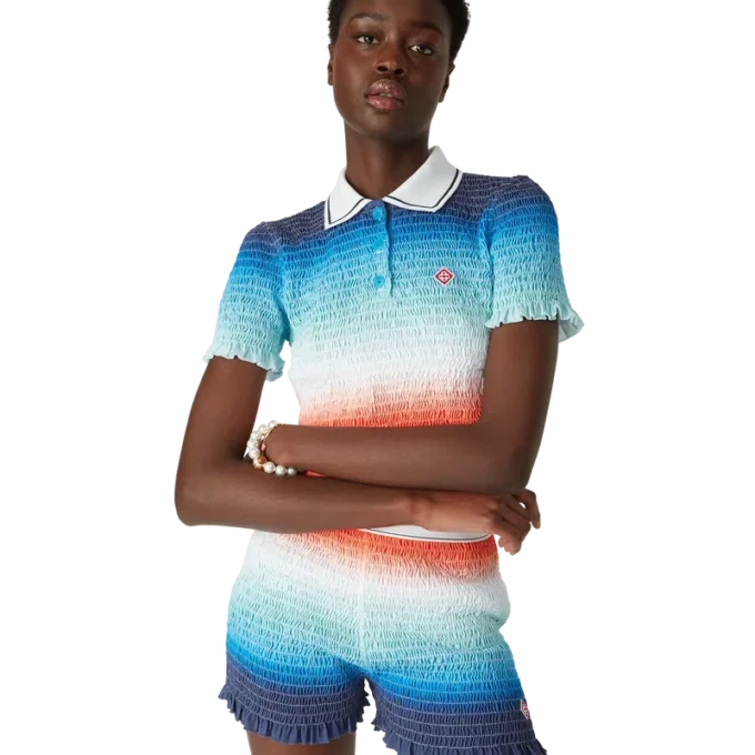 Tricou polo scurt cu imprimeu degradé