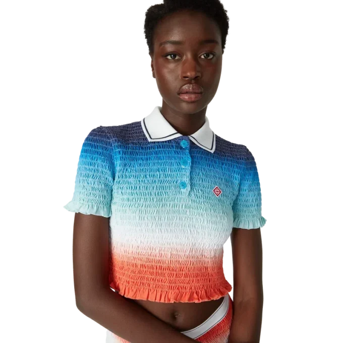 Tricou polo scurt cu imprimeu degradé