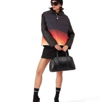 Vestă matlasată din nailon cu efect de gradient