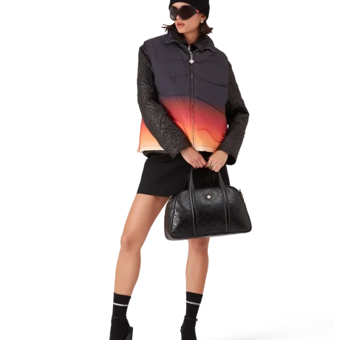 Vestă matlasată din nailon cu efect de gradient